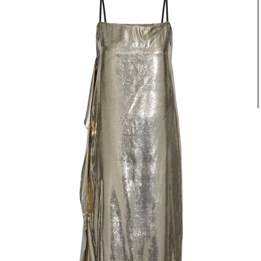 NWT Helmut Lang gold metallic slip dress, 2